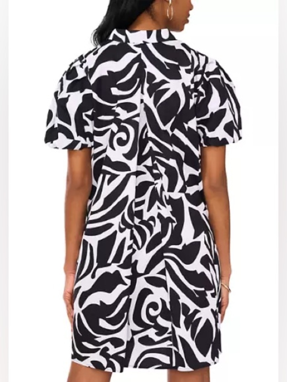 MSK Black & White Abstract Buttoned dress - Picture 2 of 13